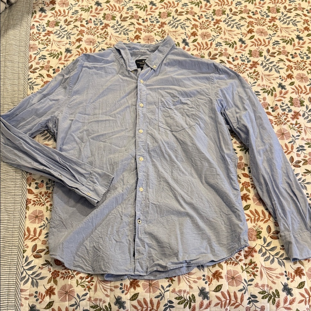 American Eagle Outfitters Light Blue Casual Shirt